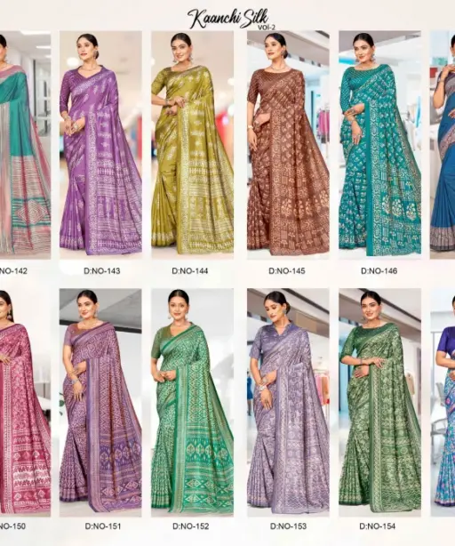 Kaanchi Silk Vol 2 Cationic Padding Unifrom Saree Collection