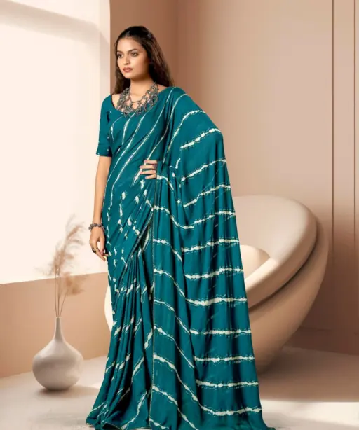 Kashvi Amrita Dull Moss Foil Printed Saree Collection