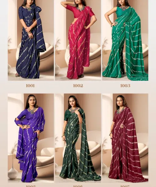 Kashvi Amrita Dull Moss Foil Printed Saree Collection