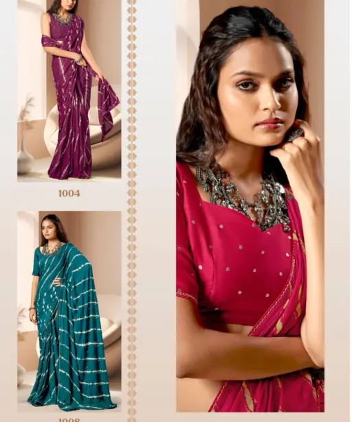 Kashvi Amrita Dull Moss Foil Printed Saree Collection