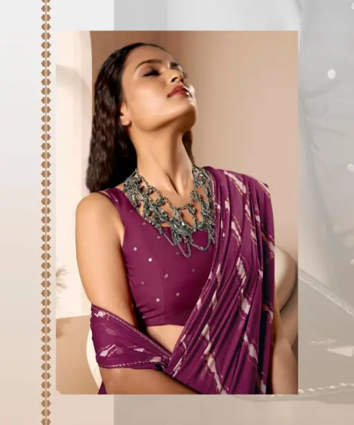 Kashvi Amrita Dull Moss Foil Printed Saree Collection