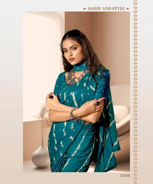 Kashvi Amrita Dull Moss Foil Printed Saree Collection