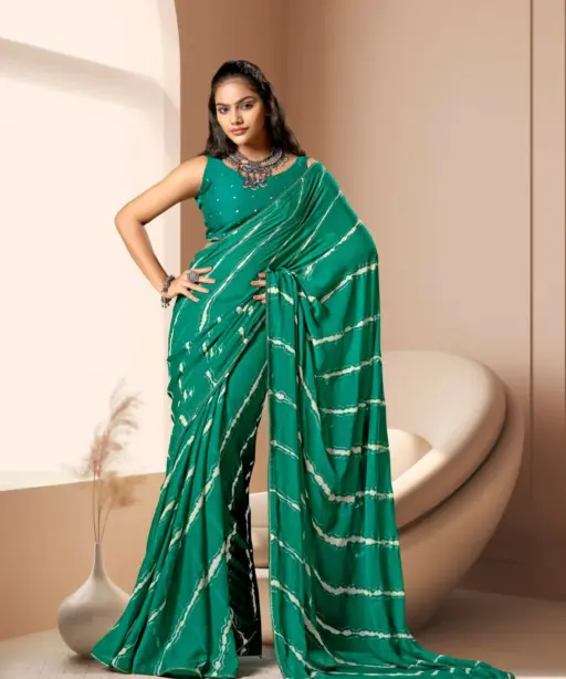 Kashvi Amrita Dull Moss Foil Printed Saree Collection