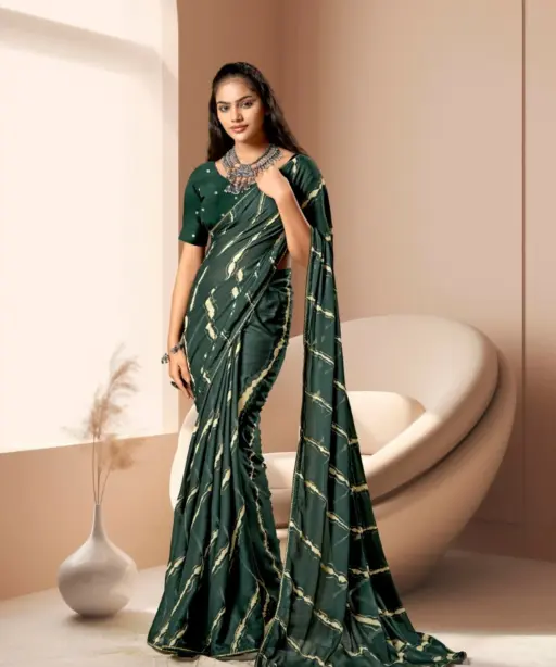 Kashvi Amrita Dull Moss Foil Printed Saree Collection