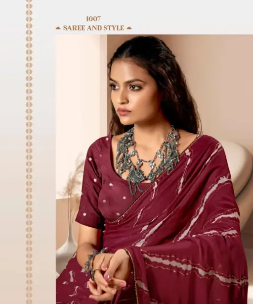 Kashvi Amrita Dull Moss Foil Printed Saree Collection