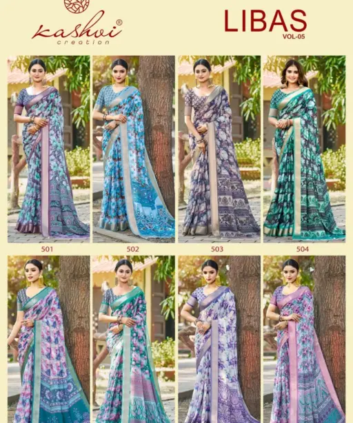 Kashvi Libas Vol 5 Dull Moss Digital Printed Casual Wear Saree Collection