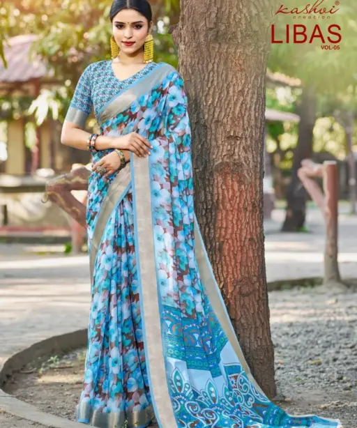 Kashvi Libas Vol 5 Dull Moss Digital Printed Casual Wear Saree Collection