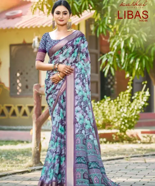 Kashvi Libas Vol 5 Dull Moss Digital Printed Casual Wear Saree Collection
