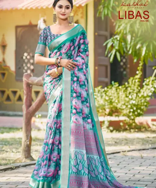 Kashvi Libas Vol 5 Dull Moss Digital Printed Casual Wear Saree Collection