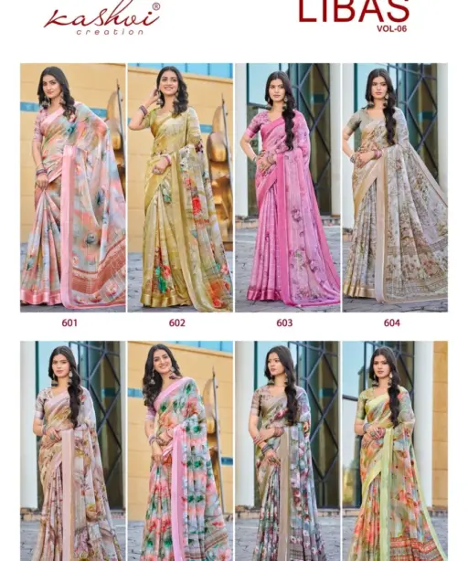 Kashvi Libas Vol 6 Dull Moss Digital Printed Casual Wear Saree Collection
