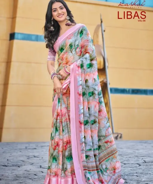 Kashvi Libas Vol 6 Dull Moss Digital Printed Casual Wear Saree Collection