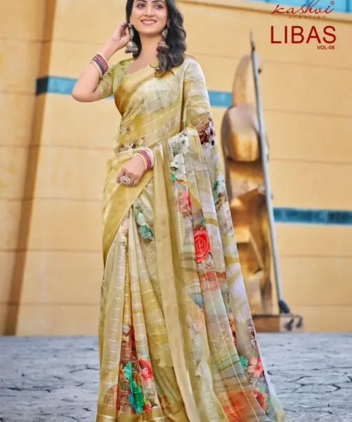 Kashvi Libas Vol 6 Dull Moss Digital Printed Casual Wear Saree Collection