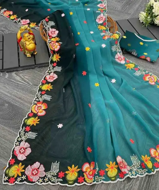 Kc 38 Georgette Sequence Thread Worked Party Wear Saree Collection