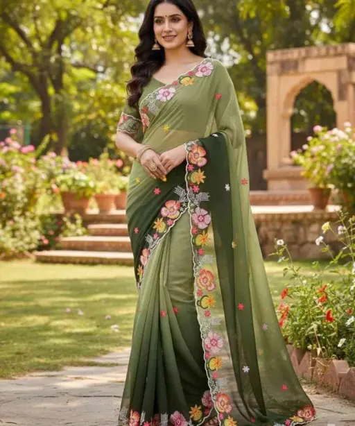 Kc 38 Georgette Sequence Thread Worked Party Wear Saree Collection