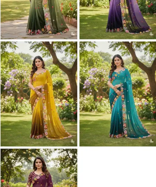 Kc 38 Georgette Sequence Thread Worked Party Wear Saree Collection