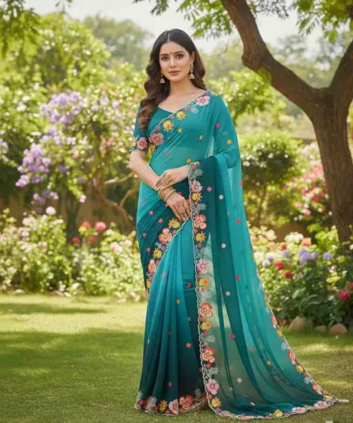 Kc 38 Georgette Sequence Thread Worked Party Wear Saree Collection