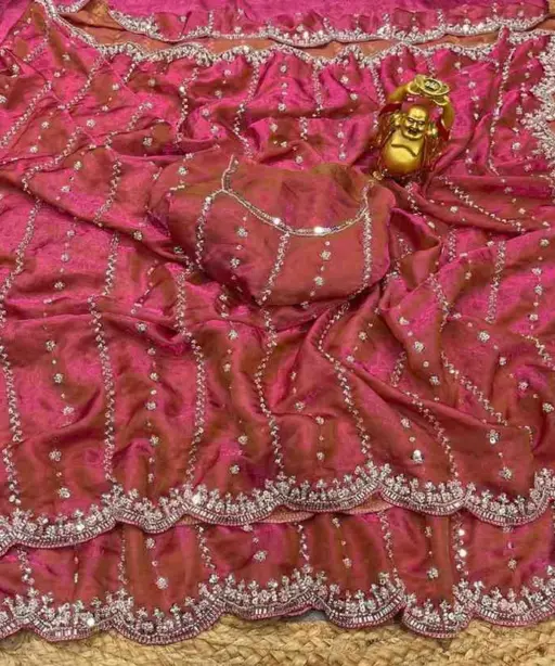 Kc 75 Space Silk Sequence Handworked Designer Saree Collection