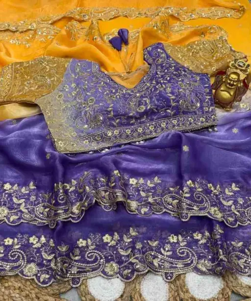 Kc 962 Space Silk Dual Shade Zari Worked Designer Saree Collection