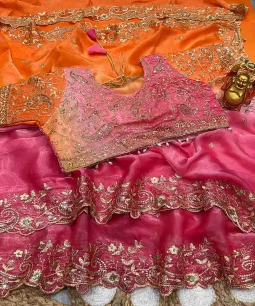 Kc 962 Space Silk Dual Shade Zari Worked Designer Saree Collection