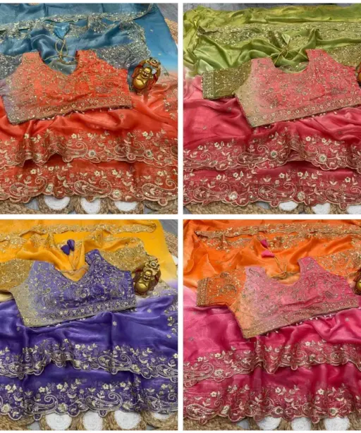 Kc 962 Space Silk Dual Shade Zari Worked Designer Saree Collection