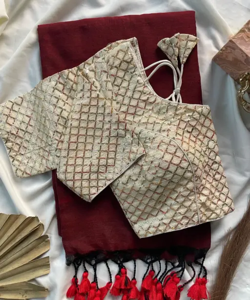 Khadi Work Vol 1 Cotton Saree with Designer Blouse