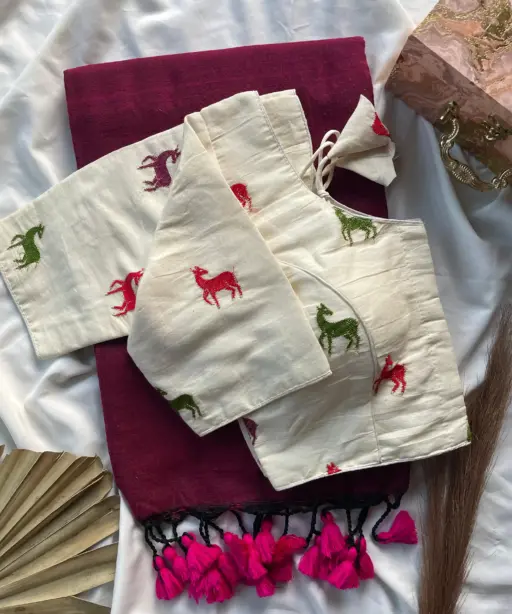 Khadi Work Vol 1 Cotton Saree with Designer Blouse