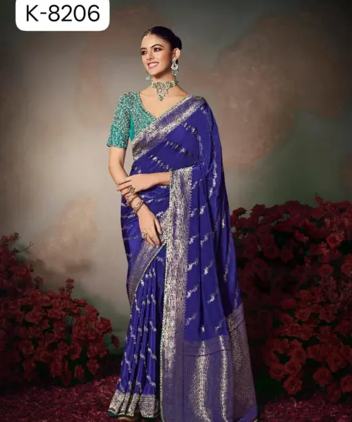 Kira Kamini 8201 to 8206 Chiniya Silk Wedding Wear Saree Collection