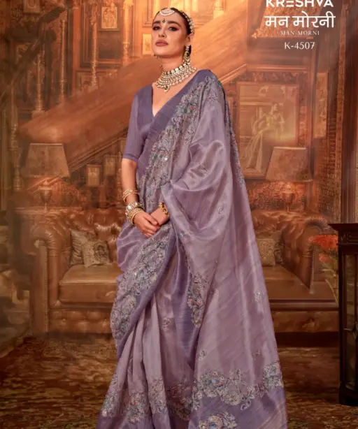 Kreshva Man Morni Tussar Silk with Traditional Kalamkari Saree Collection