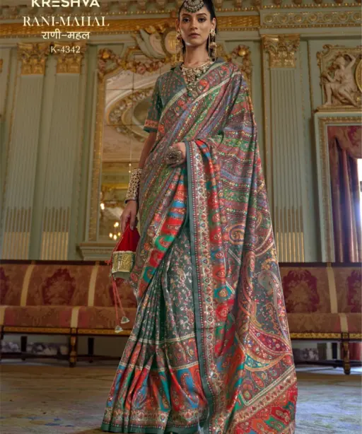 Kreshva Rani Mahal Silk Printed Glory Finish Saree Collection