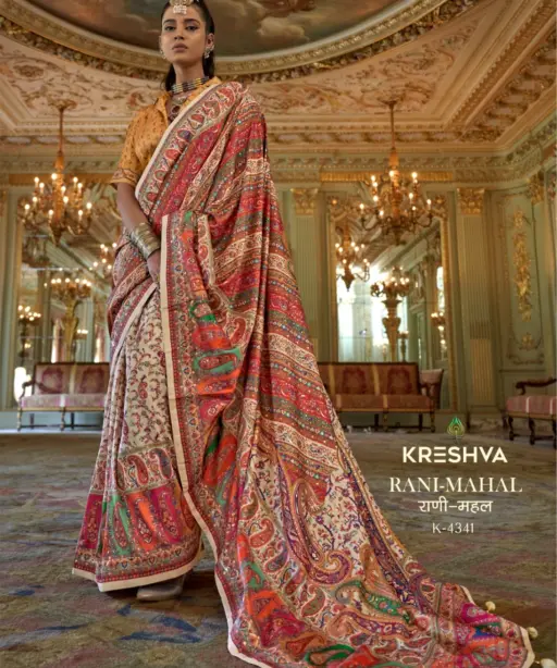 Kreshva Rani Mahal Silk Printed Glory Finish Saree Collection