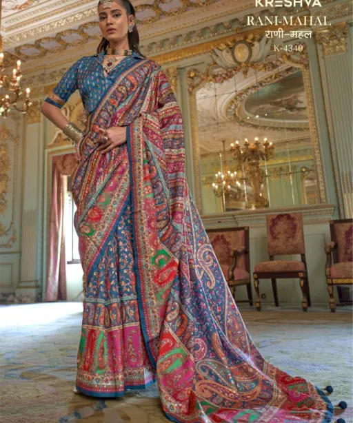 Kreshva Rani Mahal Silk Printed Glory Finish Saree Collection