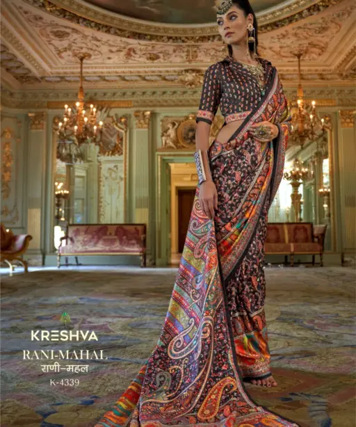 Kreshva Rani Mahal Silk Printed Glory Finish Saree Collection