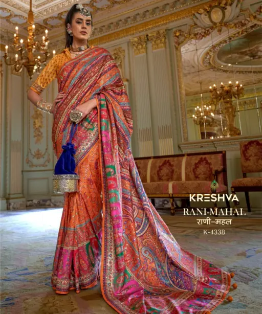 Kreshva Rani Mahal Silk Printed Glory Finish Saree Collection