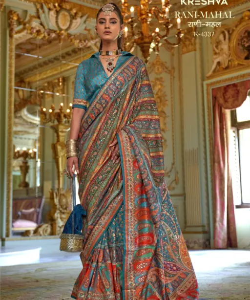 Kreshva Rani Mahal Silk Printed Glory Finish Saree Collection