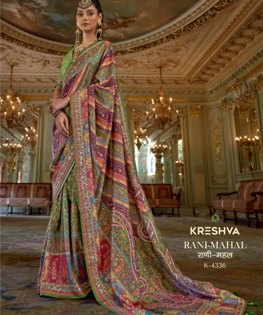 Kreshva Rani Mahal Silk Printed Glory Finish Saree Collection