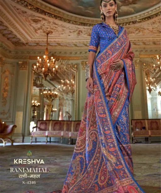 Kreshva Rani Mahal Silk Printed Glory Finish Saree Collection