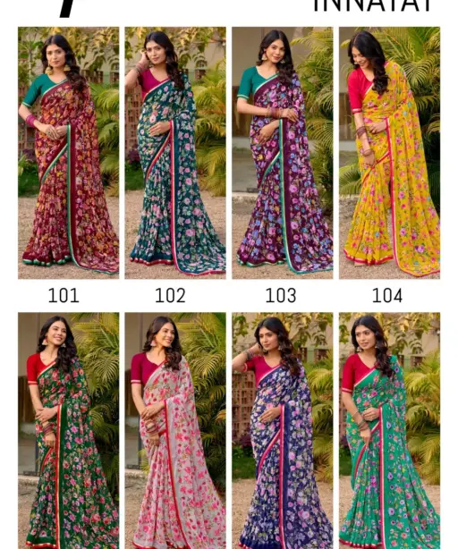 Lt Innayat 101 to 108 Chiffon Casual Wear Saree Collection