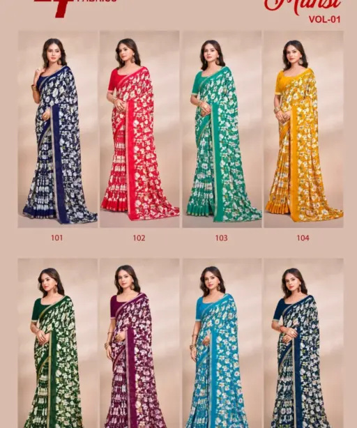 Lt Mansi Vol 1 Micro Renial Casual Wear Saree Collection