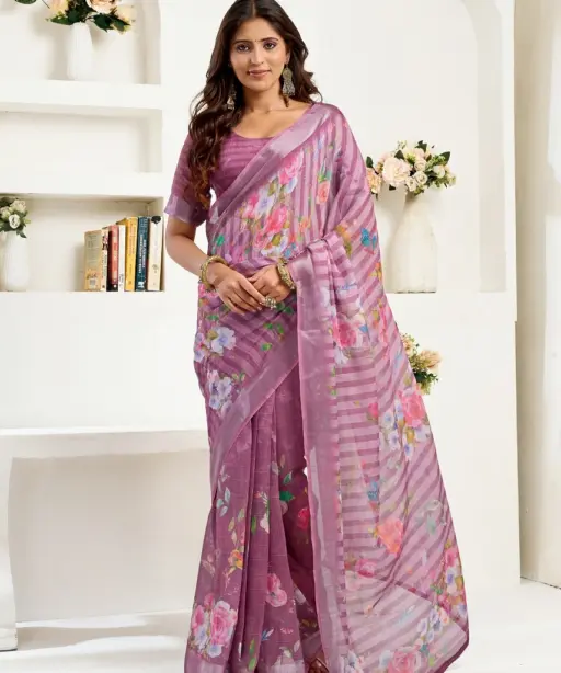 Meera 325 Linen Printed Ready to Wear Fancy Saree Collection