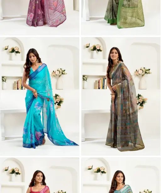 Meera 325 Linen Printed Ready to Wear Fancy Saree Collection