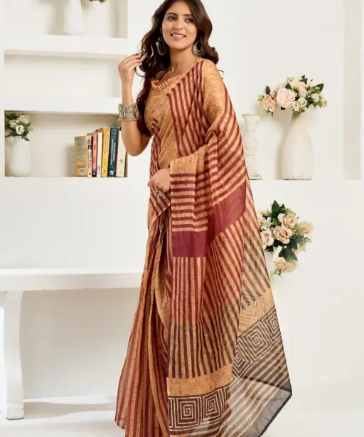 Meera 327 Linen Printed Ready to Wear Beautiful Saree Collection