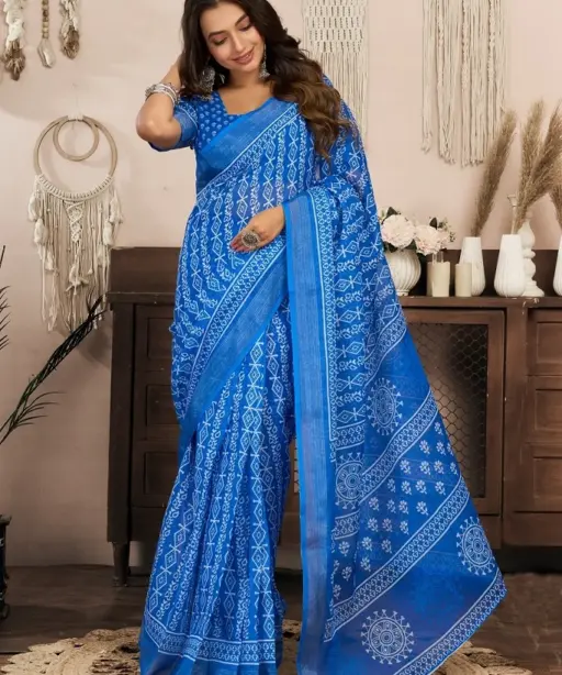 Meera 328 Linen Printed Ready to Wear Fancy Saree Collection