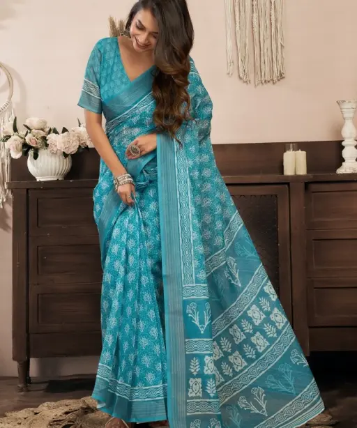 Meera 329 Linen Printed Ready to Wear Fancy Saree Collection