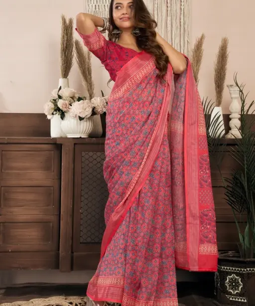 Meera 329 Linen Printed Ready to Wear Fancy Saree Collection