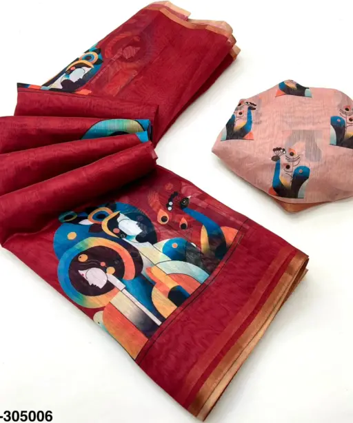 Rajyog 305001 to 6 Tussar Chanderi Kalamkari Printed Fancy Saree Colletion