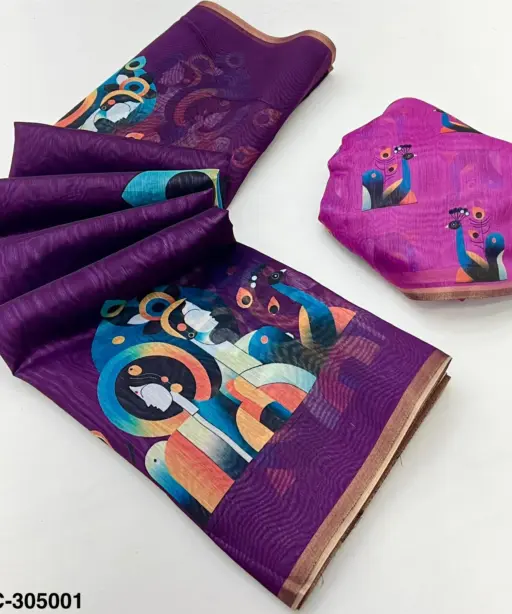 Rajyog 305001 to 6 Tussar Chanderi Kalamkari Printed Fancy Saree Colletion