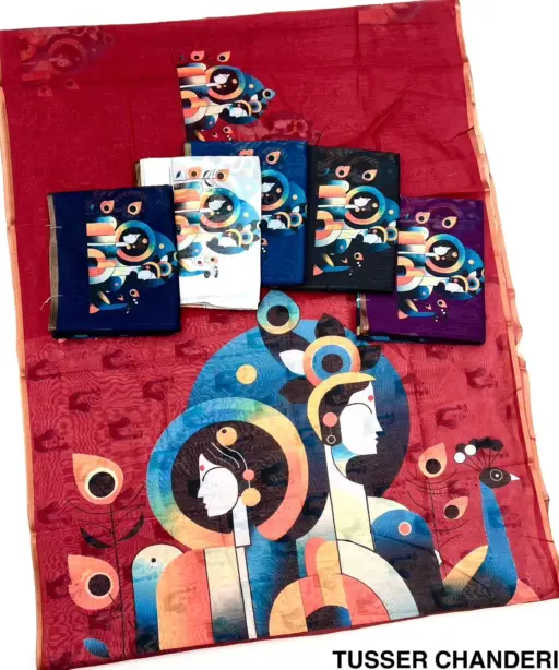 Rajyog 305001 to 6 Tussar Chanderi Kalamkari Printed Fancy Saree Colletion