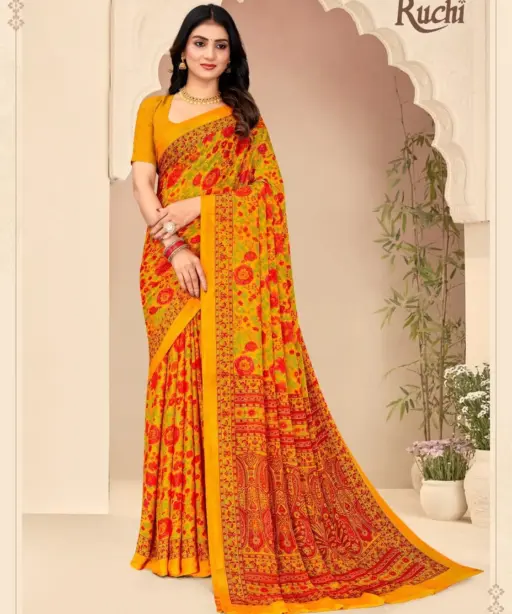 Ruchi Star Chiffon 205 Printed Casual Wear Saree Collection