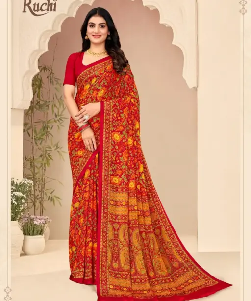 Ruchi Star Chiffon 205 Printed Casual Wear Saree Collection
