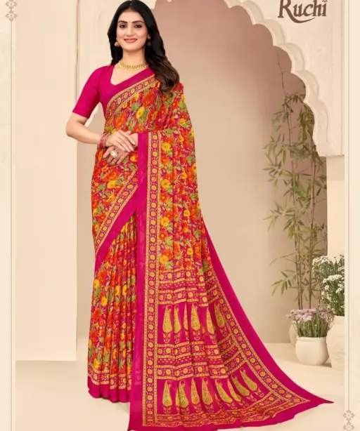 Ruchi Star Chiffon 205 Printed Casual Wear Saree Collection
